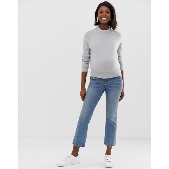 Asos Design Egerton Rigid Cropped Flare Under Belly Maternity Jeans womens 10 - Picture 2 of 16